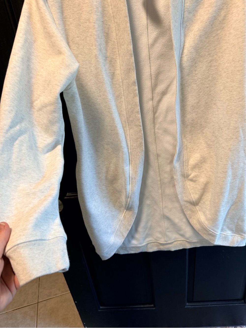 Fabletics Light Cream Ribbed Collar Sweatshirt - Picture 2 of 7